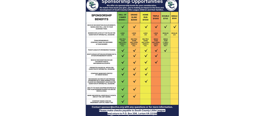 Become a Sponsor of our Little League!